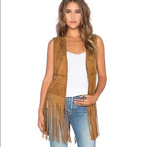 👒 NWT BLANKNYC Brown Fringe Vest Sz XS
